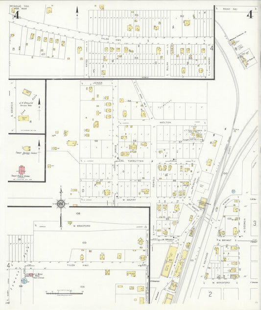 Sanborn Fire Insurance Map from Troup, Smith County, Texas (1934), Sheet #0004 - Historic Sanborn Fire Insurance Map Print, vintage old map wall art, antique decor, genealogy gift, Texas Texas map