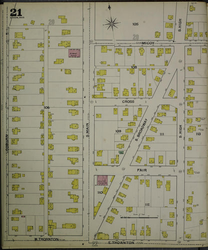 Sanborn Fire Insurance Map from Akron, Summit County, Ohio (1892), Sheet #0021 - Historic Sanborn Fire Insurance Map Print, vintage old map wall art, antique decor, genealogy gift, Ohio Ohio map