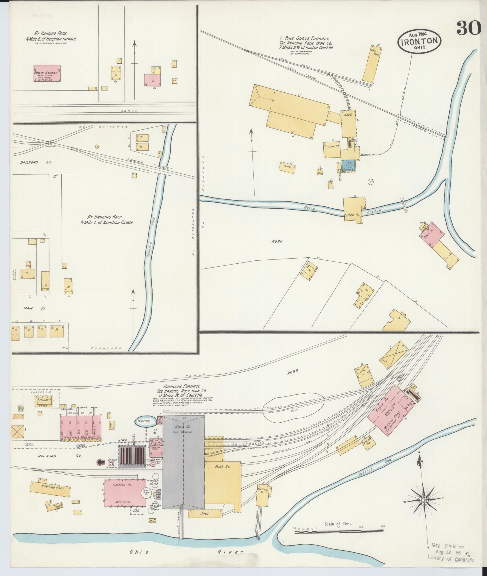 Sanborn Fire Insurance Map from Ironton, Lawrence County, Ohio (1904), Sheet #0030 - Historic Sanborn Fire Insurance Map Print, vintage old map wall art, antique decor, genealogy gift, Ohio Ohio map