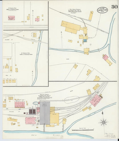 Sanborn Fire Insurance Map from Ironton, Lawrence County, Ohio (1904), Sheet #0030 - Historic Sanborn Fire Insurance Map Print, vintage old map wall art, antique decor, genealogy gift, Ohio Ohio map