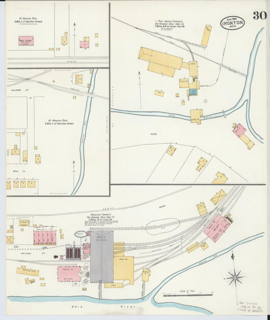 Sanborn Fire Insurance Map from Ironton, Lawrence County, Ohio (1904), Sheet #0030 - Historic Sanborn Fire Insurance Map Print, vintage old map wall art, antique decor, genealogy gift, Ohio Ohio map