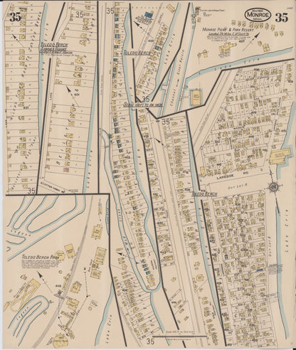 Sanborn Fire Insurance Map from Monroe, Monroe County, Michigan (1922), Sheet #0035 - Complete Map Set gallery image, historic Sanborn map, vintage wall art, Michigan Michigan