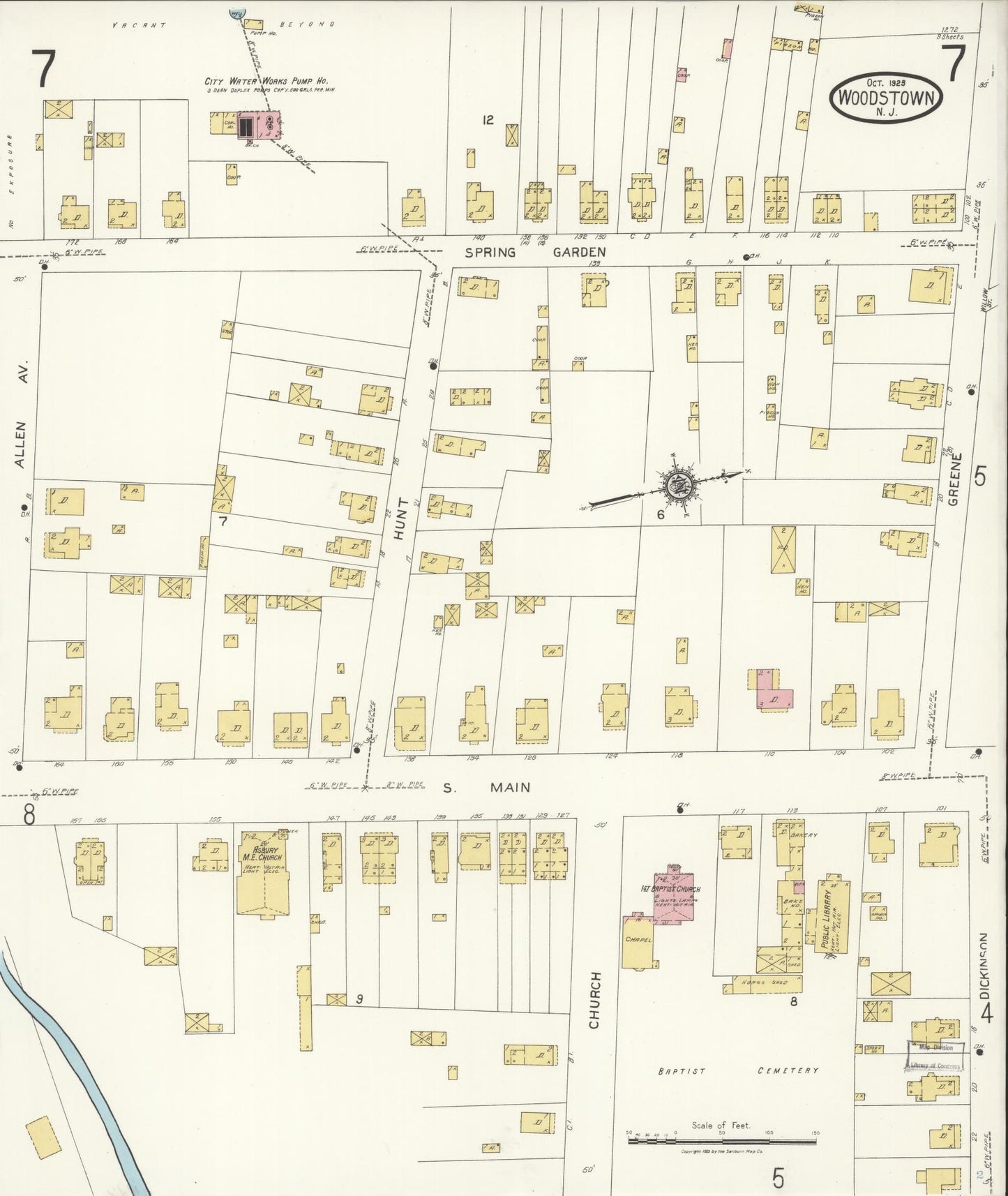 Sanborn Fire Insurance Map from Woodstown, Salem County, New Jersey (1923), Sheet #0007 - Complete Map Set gallery image, historic Sanborn map, vintage wall art, New Jersey New Jersey