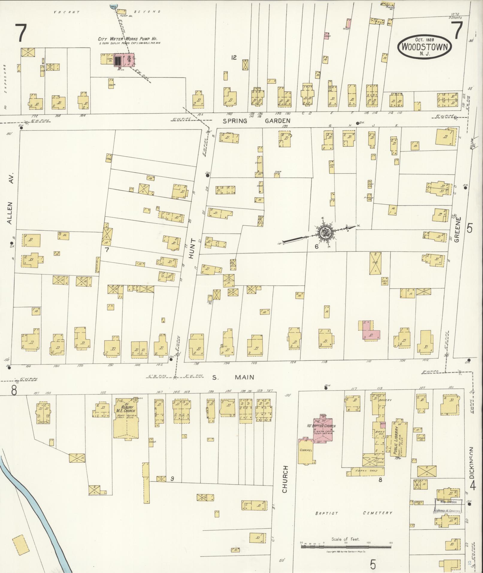 Sanborn Fire Insurance Map from Woodstown, Salem County, New Jersey (1923), Sheet #0007 - Complete Map Set gallery image, historic Sanborn map, vintage wall art, New Jersey New Jersey