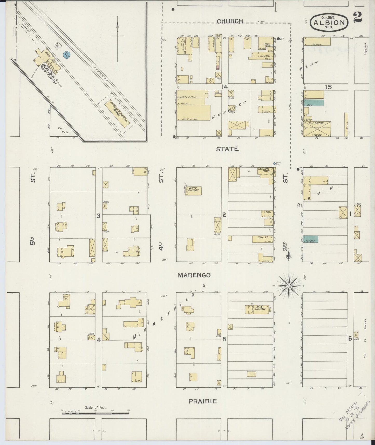 Sanborn Fire Insurance Map from Albion, Boone County, Nebraska (1892), Sheet #0002 - Historic Sanborn Fire Insurance Map Print, vintage old map wall art, antique decor, genealogy gift, Nebraska Nebraska map