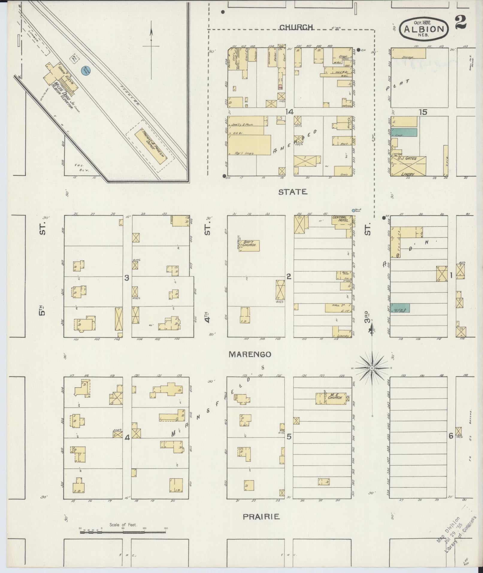 Sanborn Fire Insurance Map from Albion, Boone County, Nebraska (1892), Sheet #0002 - Historic Sanborn Fire Insurance Map Print, vintage old map wall art, antique decor, genealogy gift, Nebraska Nebraska map