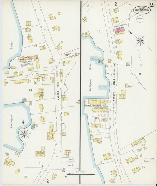 Sanborn Fire Insurance Map from Huntington, Suffolk County, New York (1897), Sheet #0002 - Historic Sanborn Fire Insurance Map Print, vintage old map wall art, antique decor, genealogy gift, New York New York map