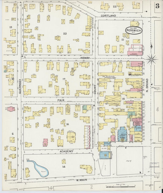 Sanborn Fire Insurance Map from Norwich, Chenango County, New York (1892), Sheet #0003 - Historic Sanborn Fire Insurance Map Print, vintage old map wall art, antique decor, genealogy gift, New York New York map