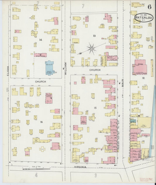 Sanborn Fire Insurance Map from Waterloo, Seneca County, New York (1893), Sheet #0006 - Historic Sanborn Fire Insurance Map Print, vintage old map wall art, antique decor, genealogy gift, New York New York map