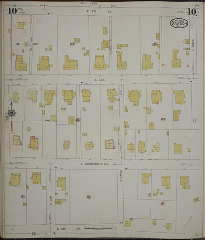 Sanborn Fire Insurance Map from Dawson, Terrell County, Georgia (1943), Sheet #0010 - Complete Map Set gallery image, historic Sanborn map, vintage wall art, Georgia Georgia