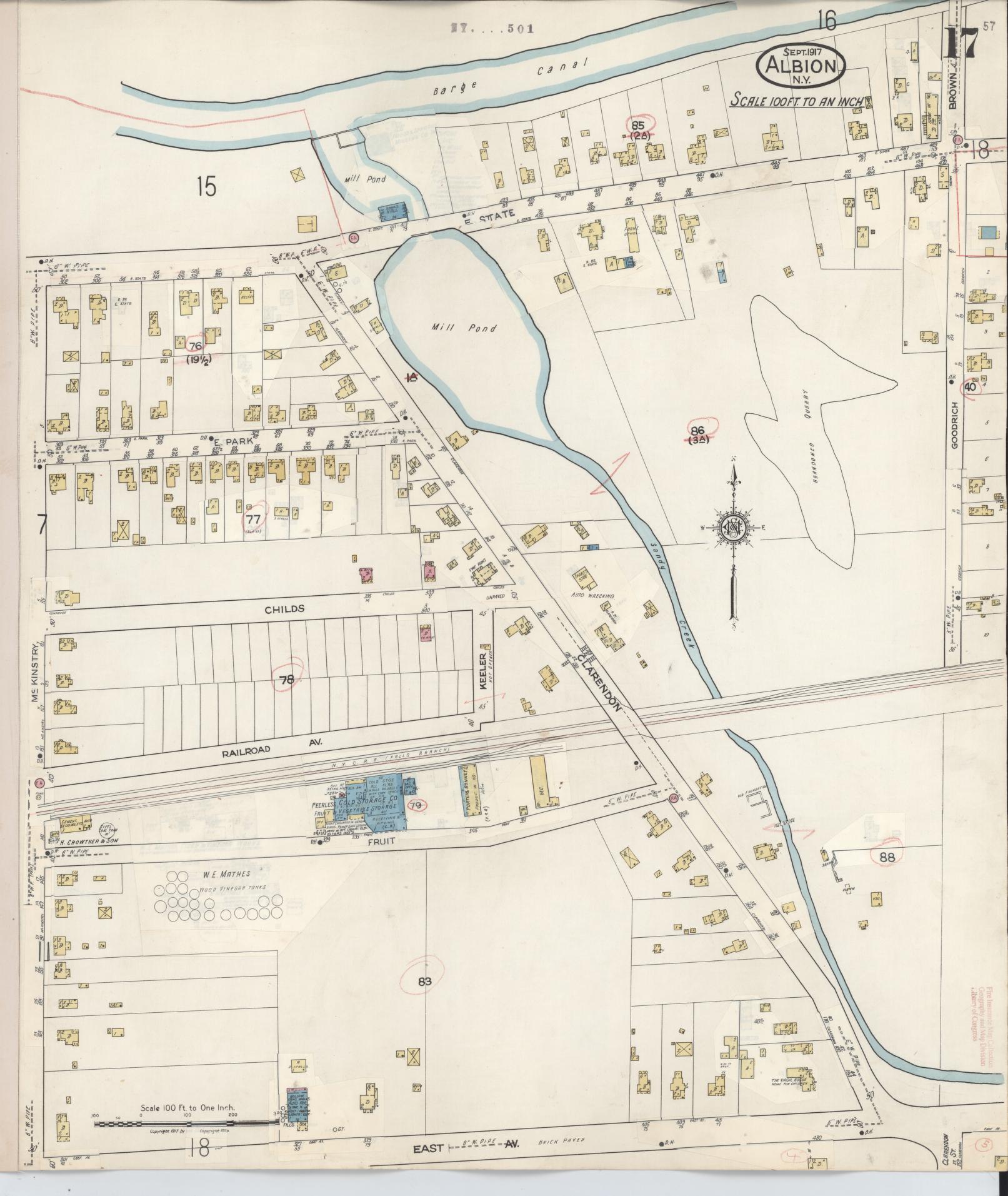 Sanborn Fire Insurance Map from Albion, Orleans County, New York (1941), Sheet #0017 - Complete Map Set gallery image, historic Sanborn map, vintage wall art, New York New York