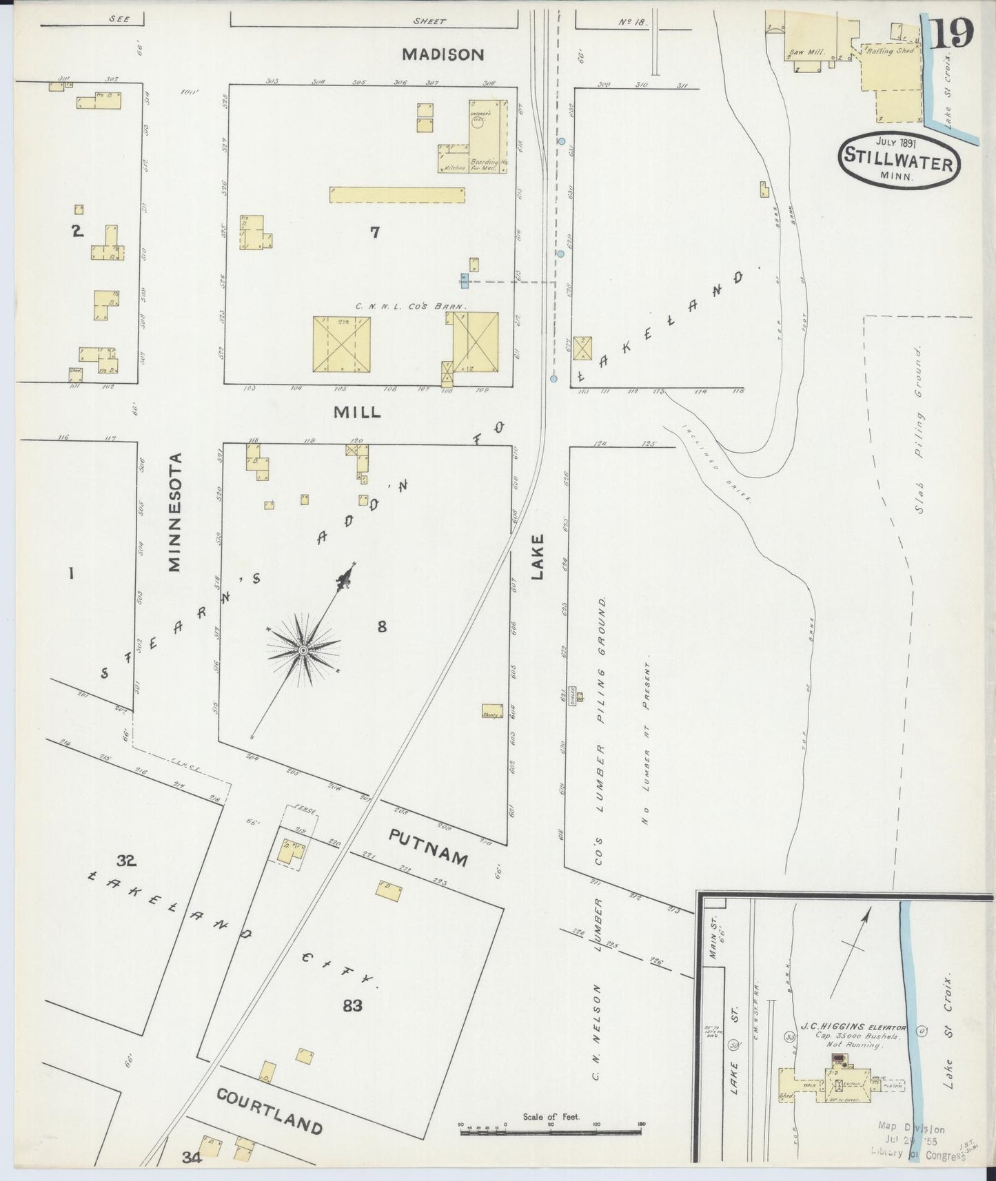 Sanborn Fire Insurance Map from Stillwater, Washington County, Minnesota (1891), Sheet #0019 - Complete Map Set gallery image, historic Sanborn map, vintage wall art, Minnesota Minnesota