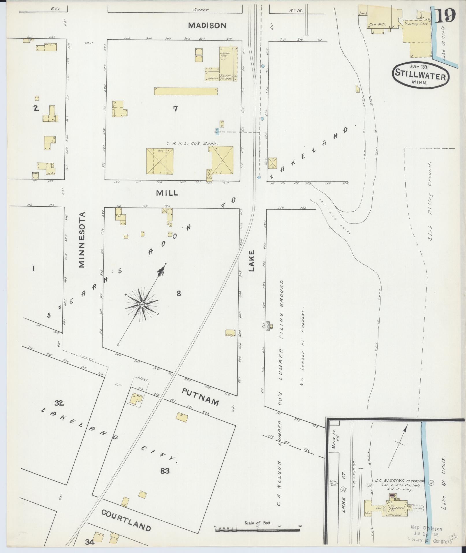 Sanborn Fire Insurance Map from Stillwater, Washington County, Minnesota (1891), Sheet #0019 - Complete Map Set gallery image, historic Sanborn map, vintage wall art, Minnesota Minnesota