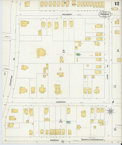 Sanborn Fire Insurance Map from Passaic, Passaic County, New Jersey (1903), Sheet #0012 - Historic Sanborn Fire Insurance Map Print, vintage old map wall art, antique decor, genealogy gift, New Jersey New Jersey map