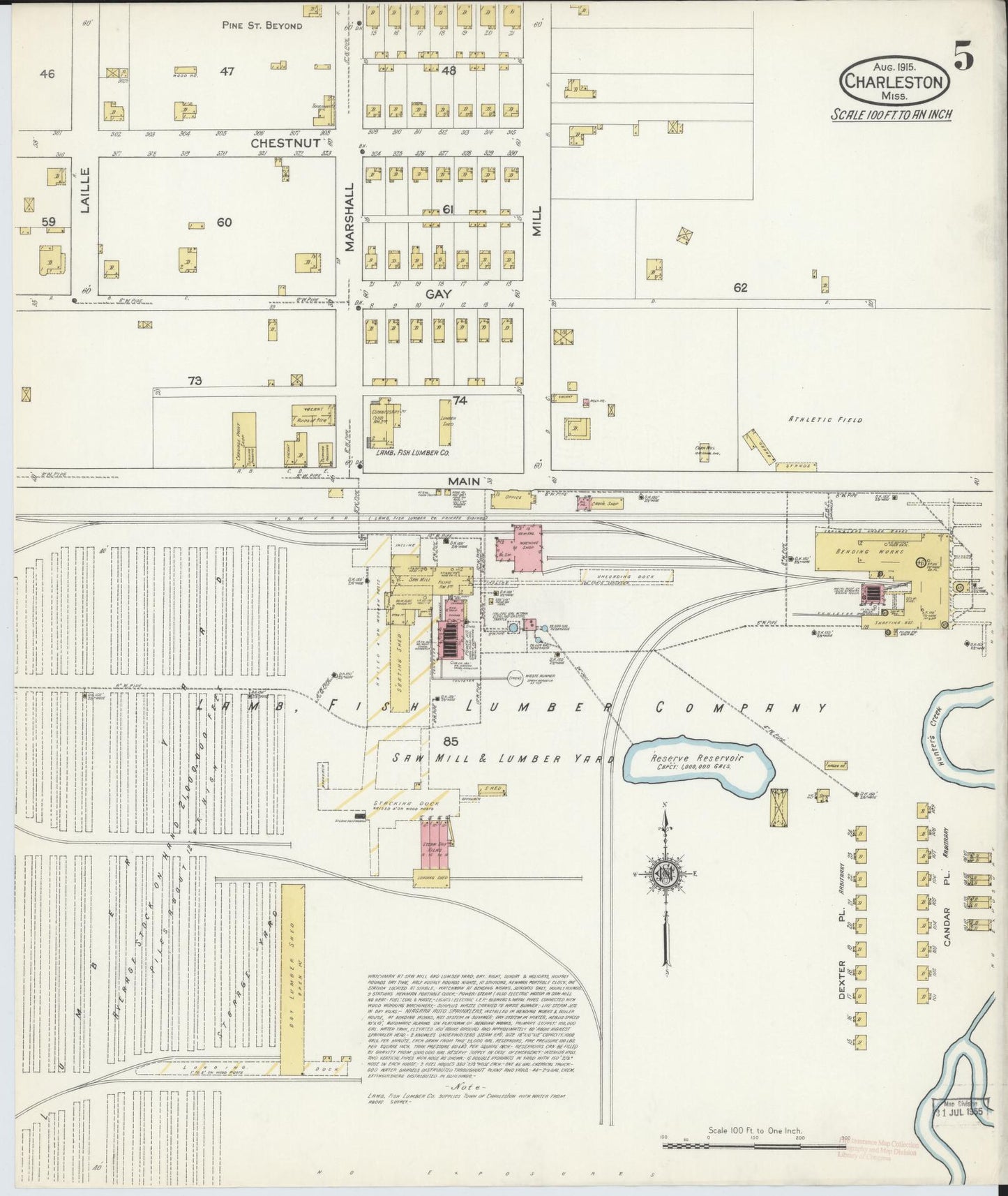Sanborn Fire Insurance Map from Charleston, Tallahatchie County, Mississippi (1915), Sheet #0005 - Complete Map Set gallery image, historic Sanborn map, vintage wall art, Mississippi Mississippi