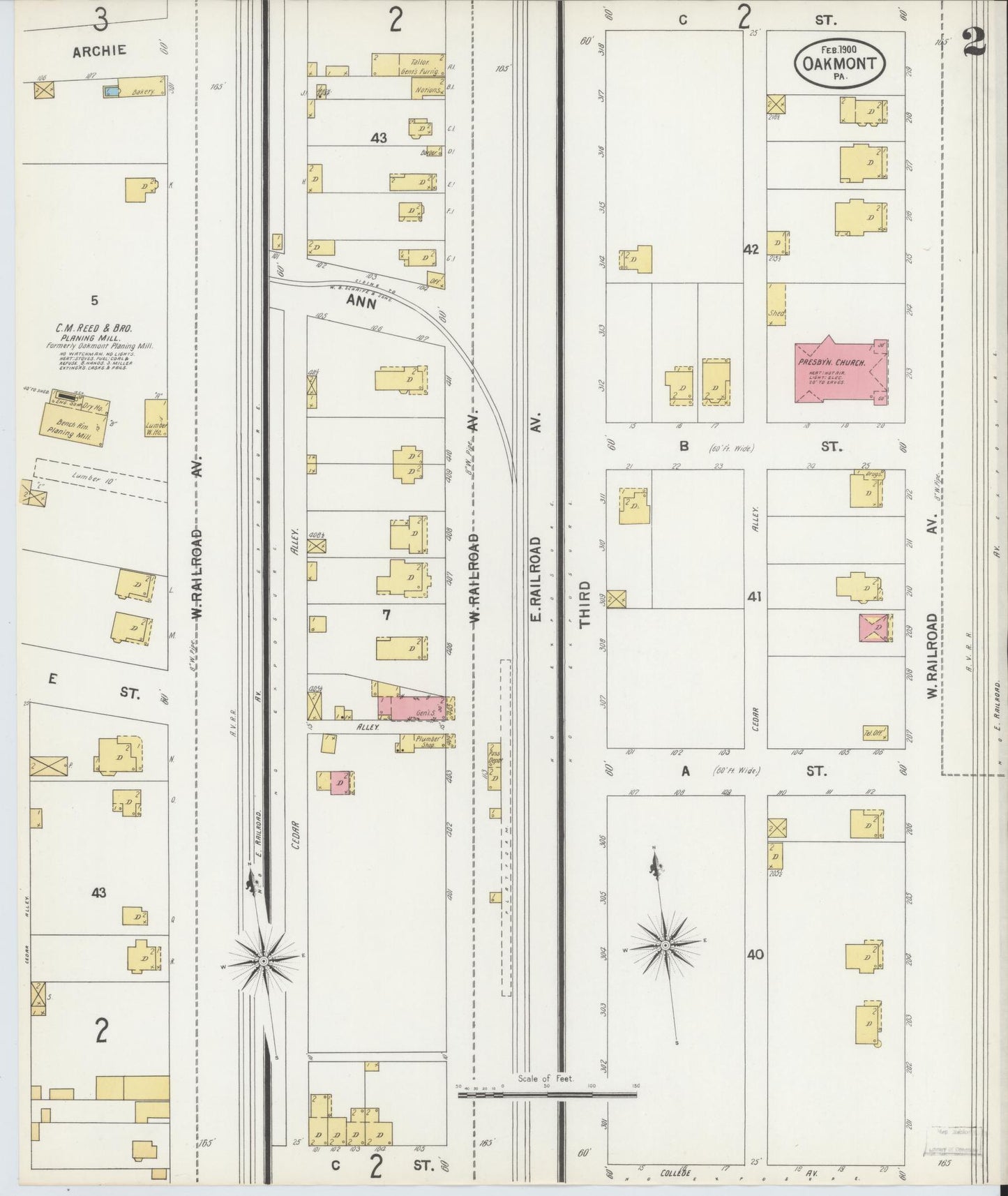 Sanborn Fire Insurance Map from Oakmont, Allegheny County, Pennsylvania (1900), Sheet #0002 - Complete Map Set gallery image, historic Sanborn map, vintage wall art, Pennsylvania Pennsylvania