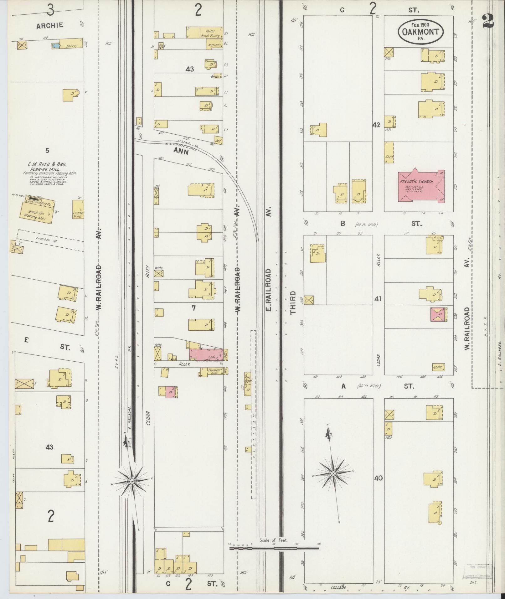 Sanborn Fire Insurance Map from Oakmont, Allegheny County, Pennsylvania (1900), Sheet #0002 - Complete Map Set gallery image, historic Sanborn map, vintage wall art, Pennsylvania Pennsylvania
