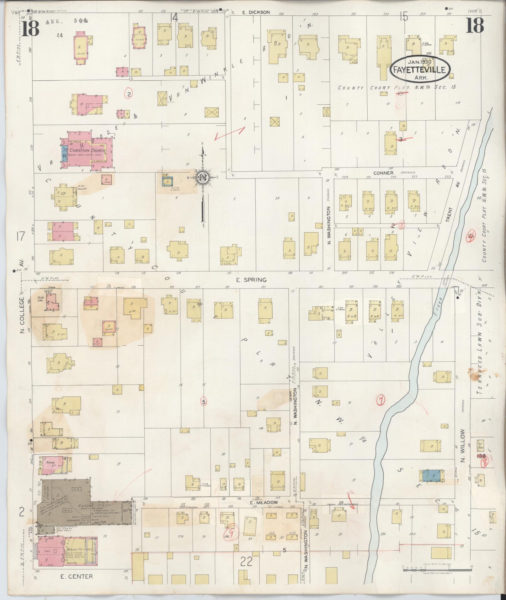 Sanborn Fire Insurance Map from Fayetteville, Washington County, Arkansas (1948), Sheet #0018 - Complete Map Set gallery image, historic Sanborn map, vintage wall art, Arkansas Arkansas
