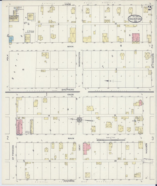 Sanborn Fire Insurance Map from Ironton, Iron County, Missouri (1914), Sheet #0002 - Historic Sanborn Fire Insurance Map Print, vintage old map wall art, antique decor, genealogy gift, Missouri Missouri map