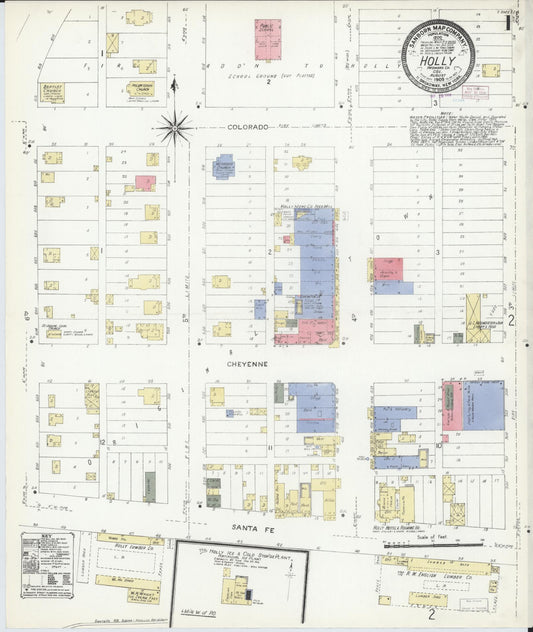 Sanborn Fire Insurance Map from Holly, Prowers County, Colorado (1909), Sheet #0001 - Historic Sanborn Fire Insurance Map Print, vintage old map wall art, antique decor, genealogy gift, Colorado Colorado map
