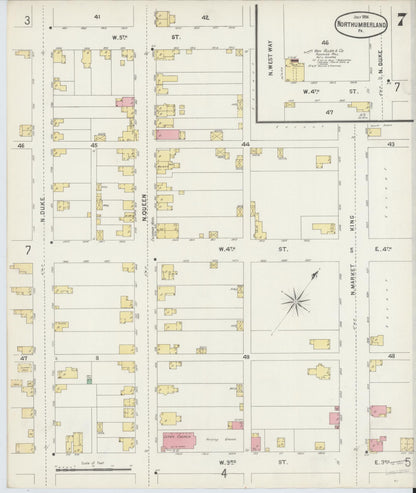 Sanborn Fire Insurance Map from Northumberland, Northumberland County, Pennsylvania (1896), Sheet #0007 - Historic Sanborn Fire Insurance Map Print, vintage old map wall art, antique decor, genealogy gift, Pennsylvania Pennsylvania map