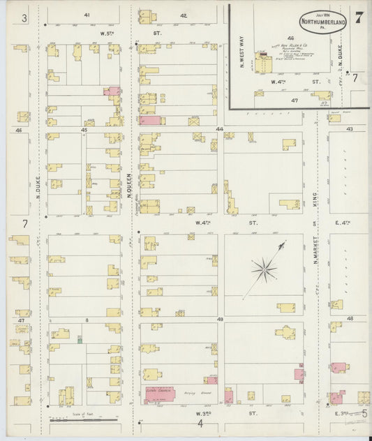 Sanborn Fire Insurance Map from Northumberland, Northumberland County, Pennsylvania (1896), Sheet #0007 - Historic Sanborn Fire Insurance Map Print, vintage old map wall art, antique decor, genealogy gift, Pennsylvania Pennsylvania map