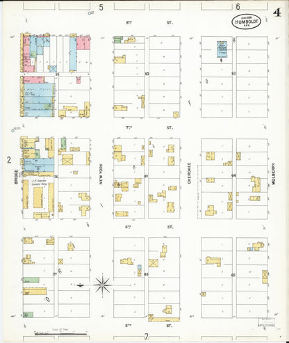 Sanborn Fire Insurance Map from Humboldt, Allen County, Kansas (1899), Sheet #0004 - Complete Map Set gallery image, historic Sanborn map, vintage wall art, Kansas Kansas