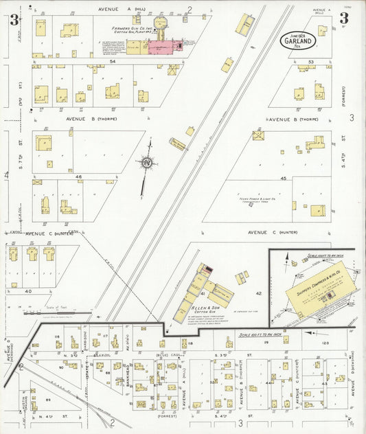 Sanborn Fire Insurance Map from Garland, Dallas County, Texas (1928), Sheet #0003 - Historic Sanborn Fire Insurance Map Print, vintage old map wall art, antique decor, genealogy gift, Texas Texas map