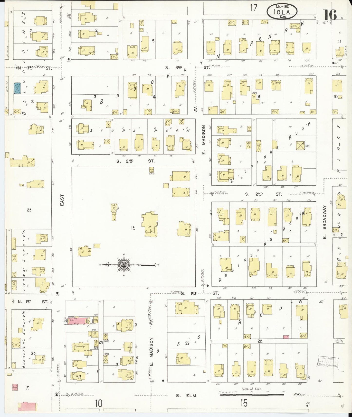 Sanborn Fire Insurance Map from Iola, Allen County, Kansas (1912), Sheet #0016 - Complete Map Set gallery image, historic Sanborn map, vintage wall art, Kansas Kansas