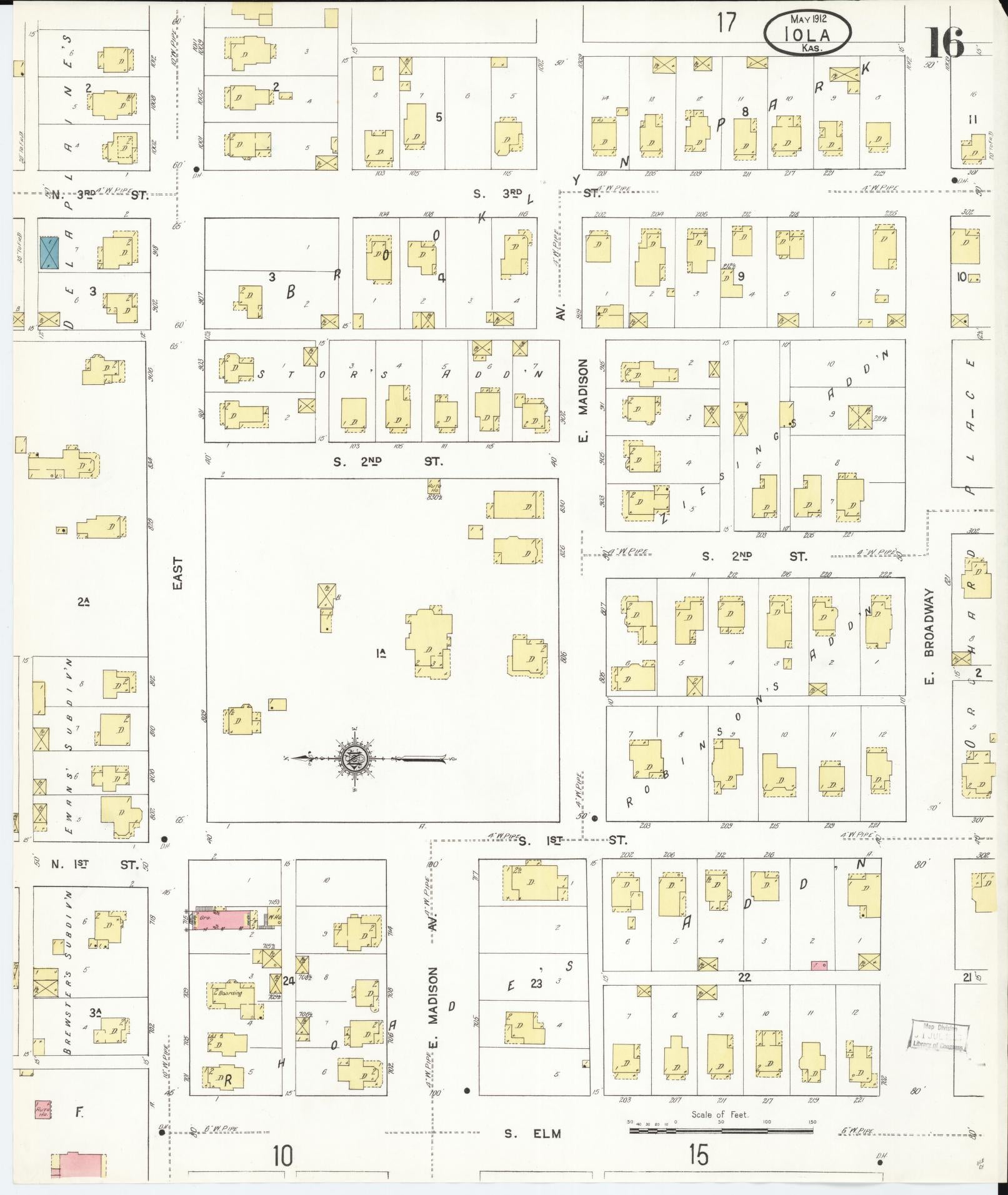 Sanborn Fire Insurance Map from Iola, Allen County, Kansas (1912), Sheet #0016 - Complete Map Set gallery image, historic Sanborn map, vintage wall art, Kansas Kansas
