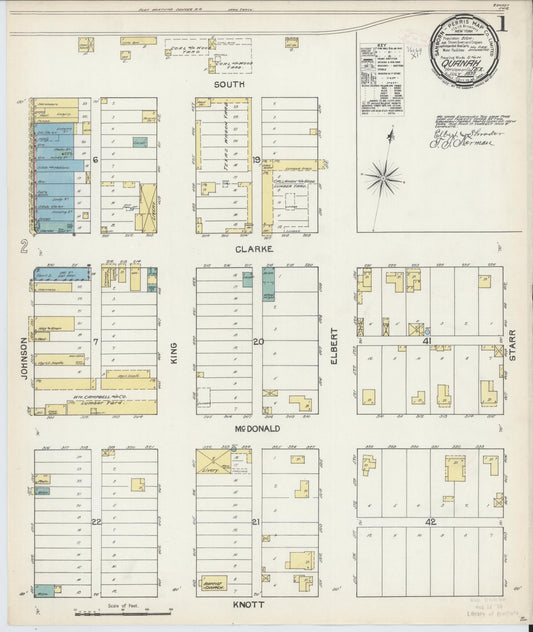 Sanborn Fire Insurance Map from Quanah, Hardeman County, Texas (1892), Sheet #0001 - Complete Map Set gallery image, historic Sanborn map, vintage wall art, Texas Texas