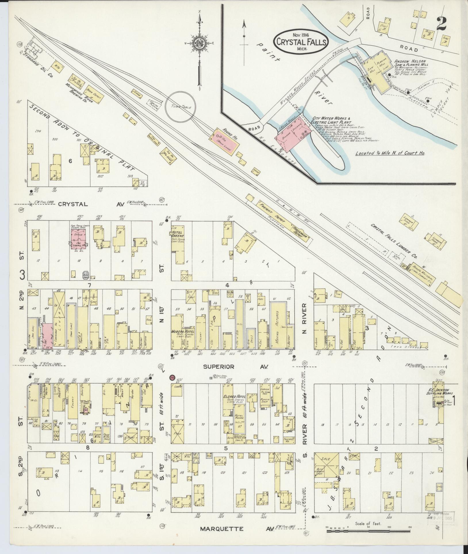 Sanborn Fire Insurance Map from Crystal Falls, Iron County, Michigan (1914), Sheet #0002 - Complete Map Set gallery image, historic Sanborn map, vintage wall art, Michigan Michigan
