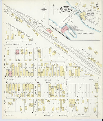Sanborn Fire Insurance Map from Crystal Falls, Iron County, Michigan (1914), Sheet #0002 - Complete Map Set gallery image, historic Sanborn map, vintage wall art, Michigan Michigan