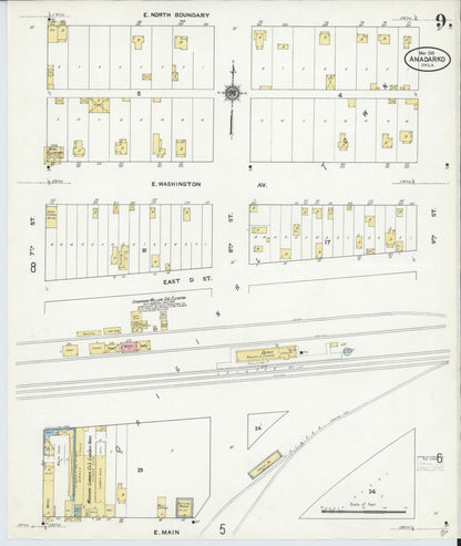 Sanborn Fire Insurance Map from Anadarko, Caddo County, Oklahoma (1910), Sheet #0009 - Complete Map Set gallery image, historic Sanborn map, vintage wall art, Oklahoma Oklahoma