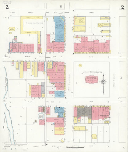 Sanborn Fire Insurance Map from Snyder, Scurry County, Texas (1936), Sheet #0002 - Historic Sanborn Fire Insurance Map Print, vintage old map wall art, antique decor, genealogy gift, Texas Texas map