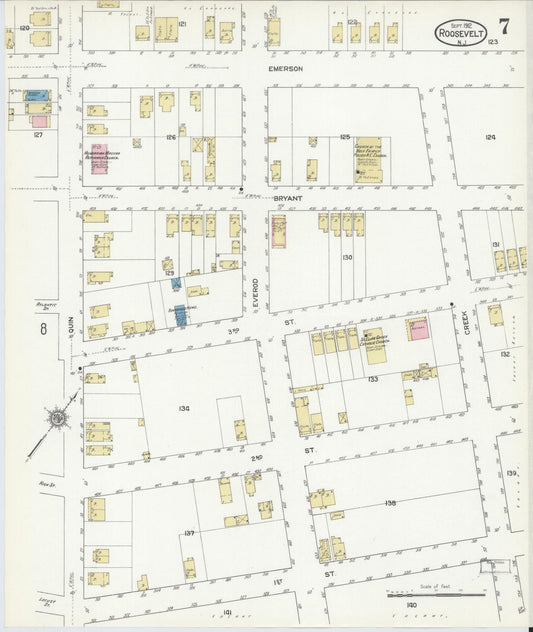 Sanborn Fire Insurance Map from Roosevelt, Middlesex County, New Jersey (1912), Sheet #0007 - Historic Sanborn Fire Insurance Map Print, vintage old map wall art, antique decor, genealogy gift, New Jersey New Jersey map