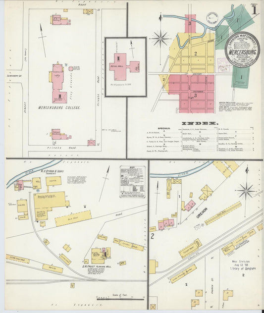Sanborn Fire Insurance Map from Mercersburg, Franklin County, Pennsylvania (1902), Sheet #0001 - Complete Map Set gallery image, historic Sanborn map, vintage wall art, Pennsylvania Pennsylvania