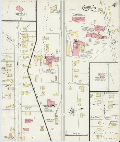 Sanborn Fire Insurance Map from Bedford, Independent Cities, Virginia (1907), Sheet #0004 - Complete Map Set gallery image, historic Sanborn map, vintage wall art, Virginia Virginia
