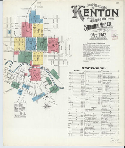 Sanborn Fire Insurance Map from Kenton, Hardin County, Ohio (1902), Sheet #0001 - Historic Sanborn Fire Insurance Map Print, vintage old map wall art, antique decor, genealogy gift, Ohio Ohio map
