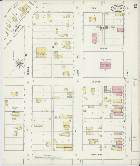 Sanborn Fire Insurance Map from Phillips, Price County, Wisconsin (1895), Sheet #0002 - Historic Sanborn Fire Insurance Map Print, vintage old map wall art, antique decor, genealogy gift, Wisconsin Wisconsin map