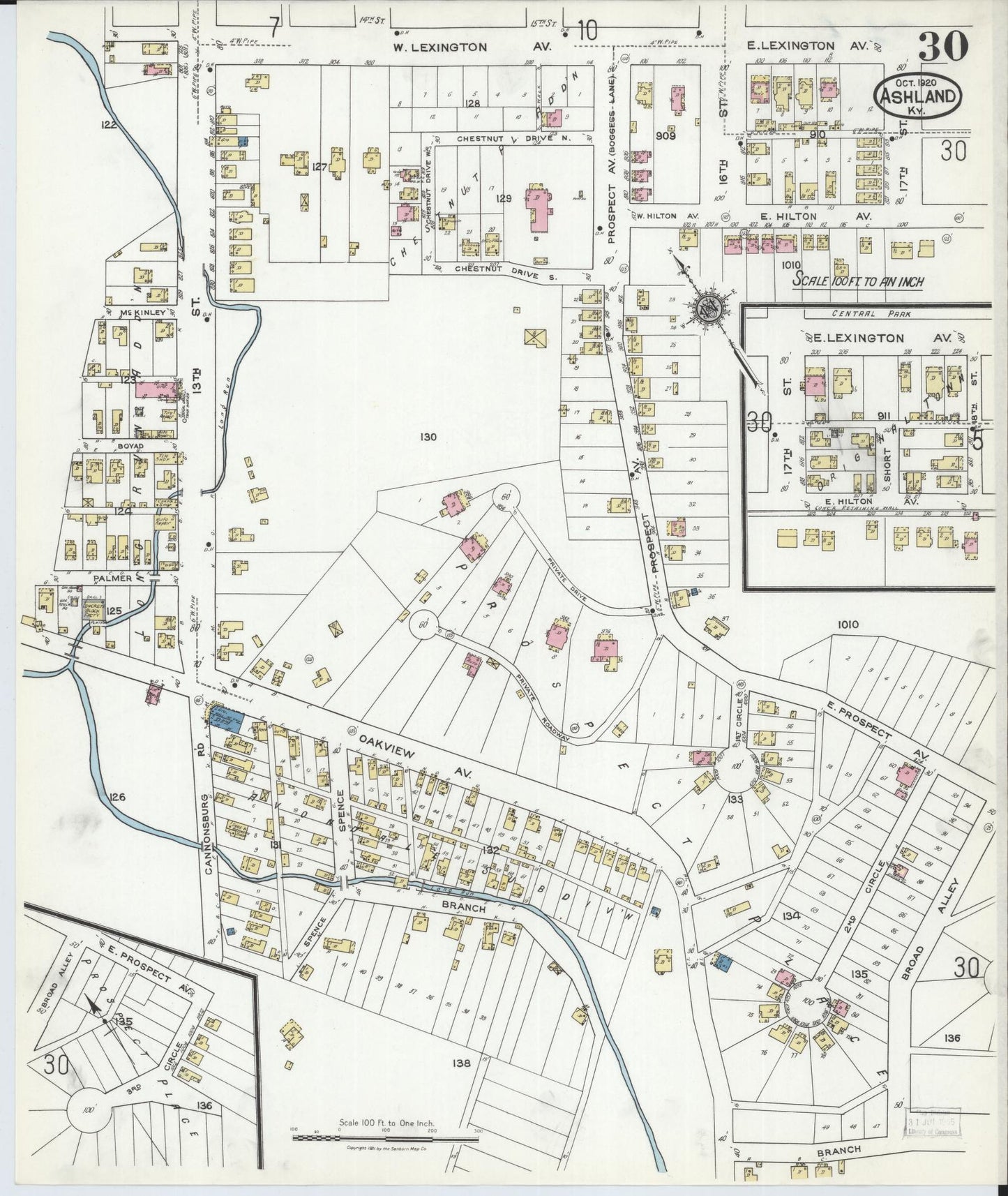 Sanborn Fire Insurance Map from Ashland, Boyd County, Kentucky (1920), Sheet #0030 - Complete Map Set gallery image, historic Sanborn map, vintage wall art, Kentucky Kentucky