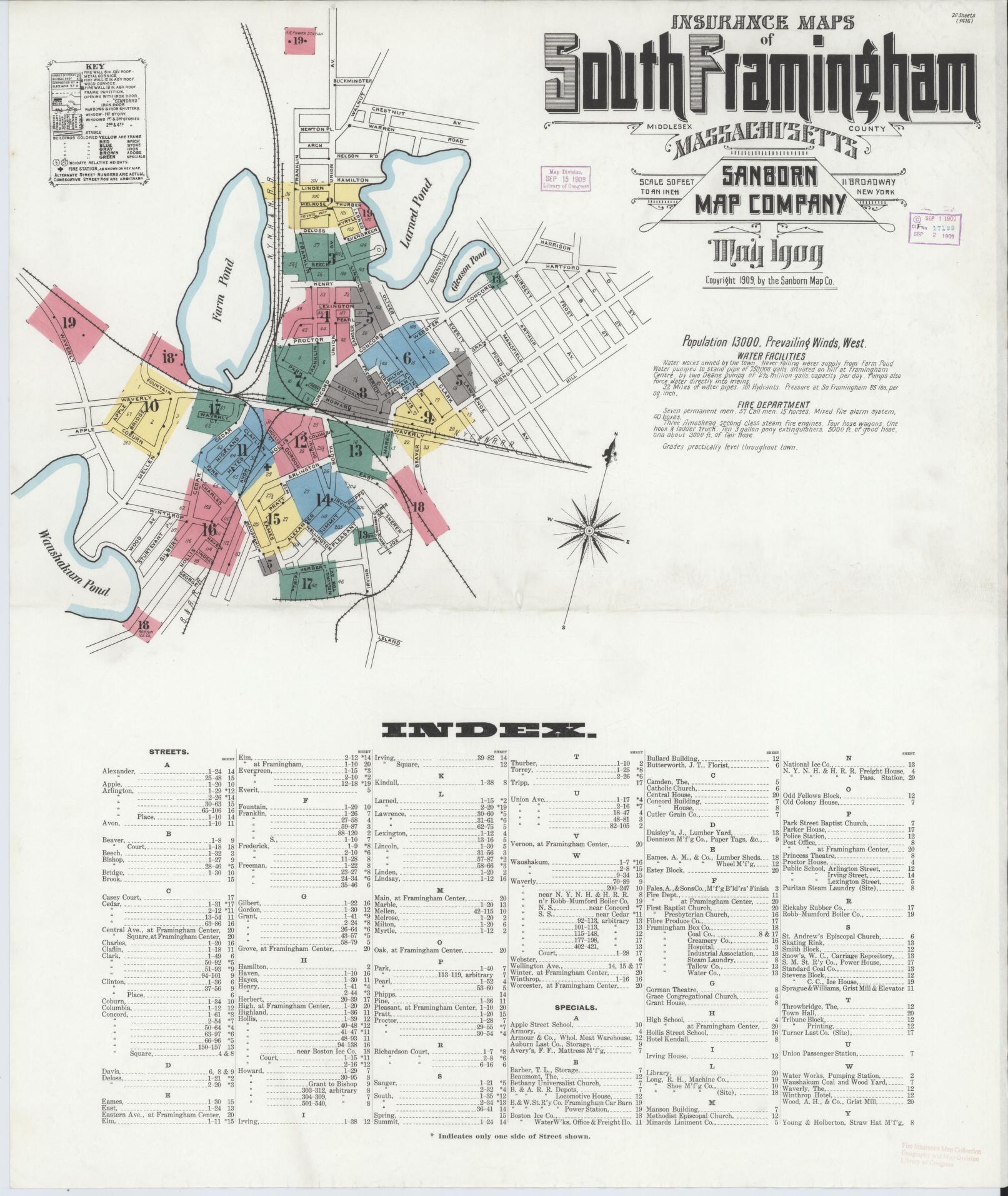 Sanborn Fire Insurance Map from South Farmington, Middlesex County, Massachusetts (1909), Sheet #0001 - Historic Sanborn Fire Insurance Map Print, vintage old map wall art, antique decor, genealogy gift, Massachusetts Massachusetts map