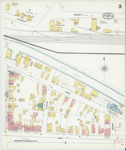 Sanborn Fire Insurance Map from Palmyra, Wayne County, New York (1899), Sheet #0003 - Historic Sanborn Fire Insurance Map Print, vintage old map wall art, antique decor, genealogy gift, New York New York map
