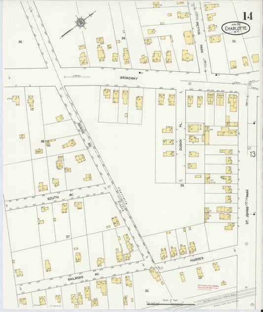 Sanborn Fire Insurance Map from Charlotte, Monroe County, New York (1912), Sheet #0014 - Historic Sanborn Fire Insurance Map Print, vintage old map wall art, antique decor, genealogy gift, New York New York map