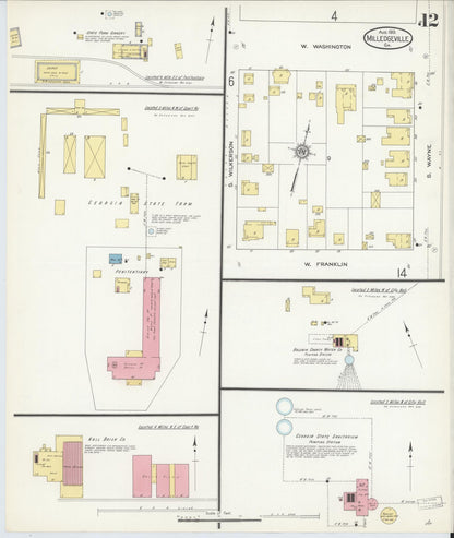Sanborn Fire Insurance Map from Milledgeville, Baldwin County, Georgia (1913), Sheet #0012 - Complete Map Set gallery image, historic Sanborn map, vintage wall art, Georgia Georgia