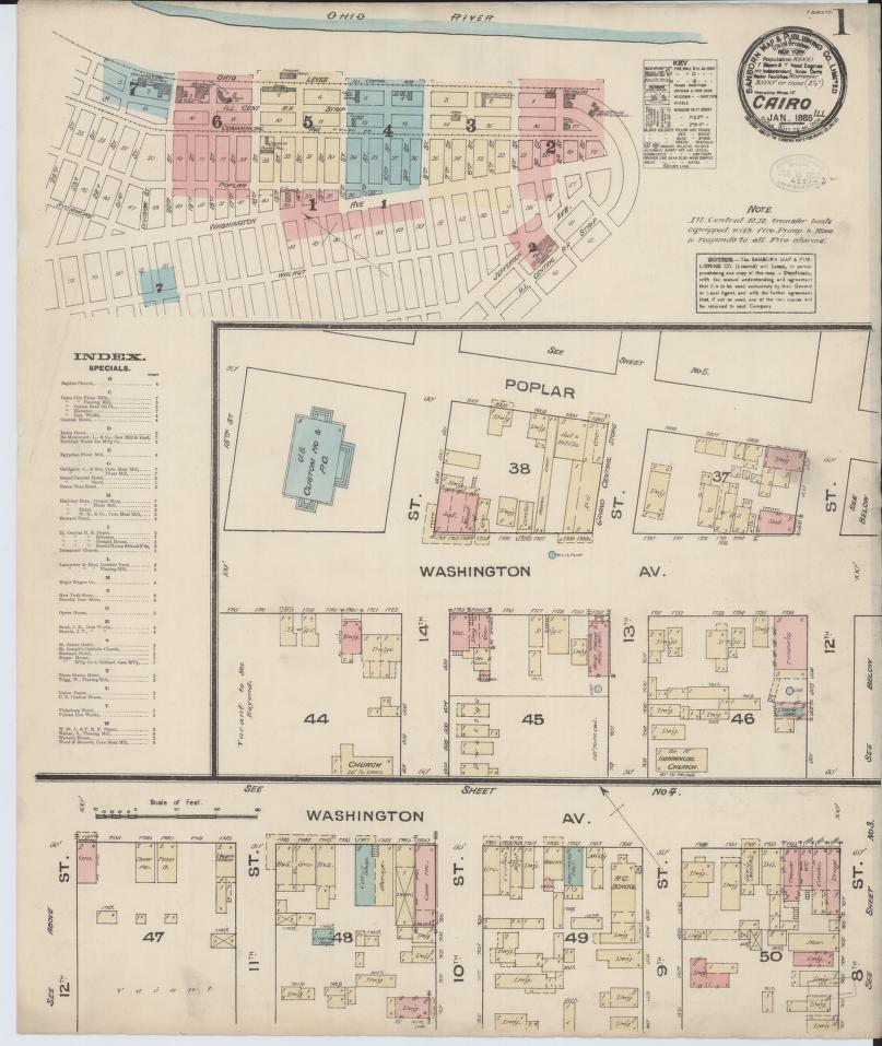 Sanborn Fire Insurance Map from Cairo, Alexander County, Illinois. (1885) – Map View