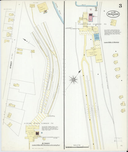 Sanborn Fire Insurance Map from Morehead, Rowan County, Kentucky (1908), Sheet #0003 - Complete Map Set gallery image, historic Sanborn map, vintage wall art, Kentucky Kentucky