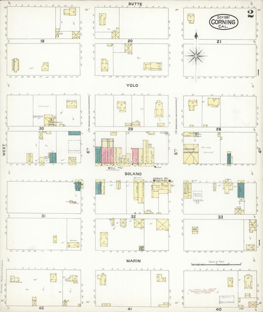 Sanborn Fire Insurance Map from Corning, Tehama County, California (1897), Sheet #0002 - Historic Sanborn Fire Insurance Map Print, vintage old map wall art, antique decor, genealogy gift, California California map