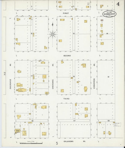 Sanborn Fire Insurance Map from Hennessey, Kingfisher County, Oklahoma (1898), Sheet #0004 - Complete Map Set gallery image, historic Sanborn map, vintage wall art, Oklahoma Oklahoma