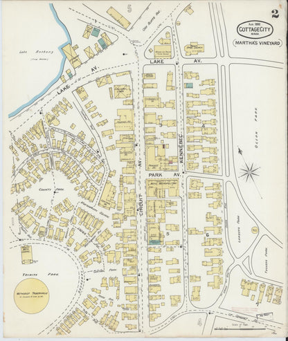 Sanborn Fire Insurance Map from Cottage City, Dukes County, Massachusetts (1892), Sheet #0002 - Complete Map Set gallery image, historic Sanborn map, vintage wall art, Massachusetts Massachusetts